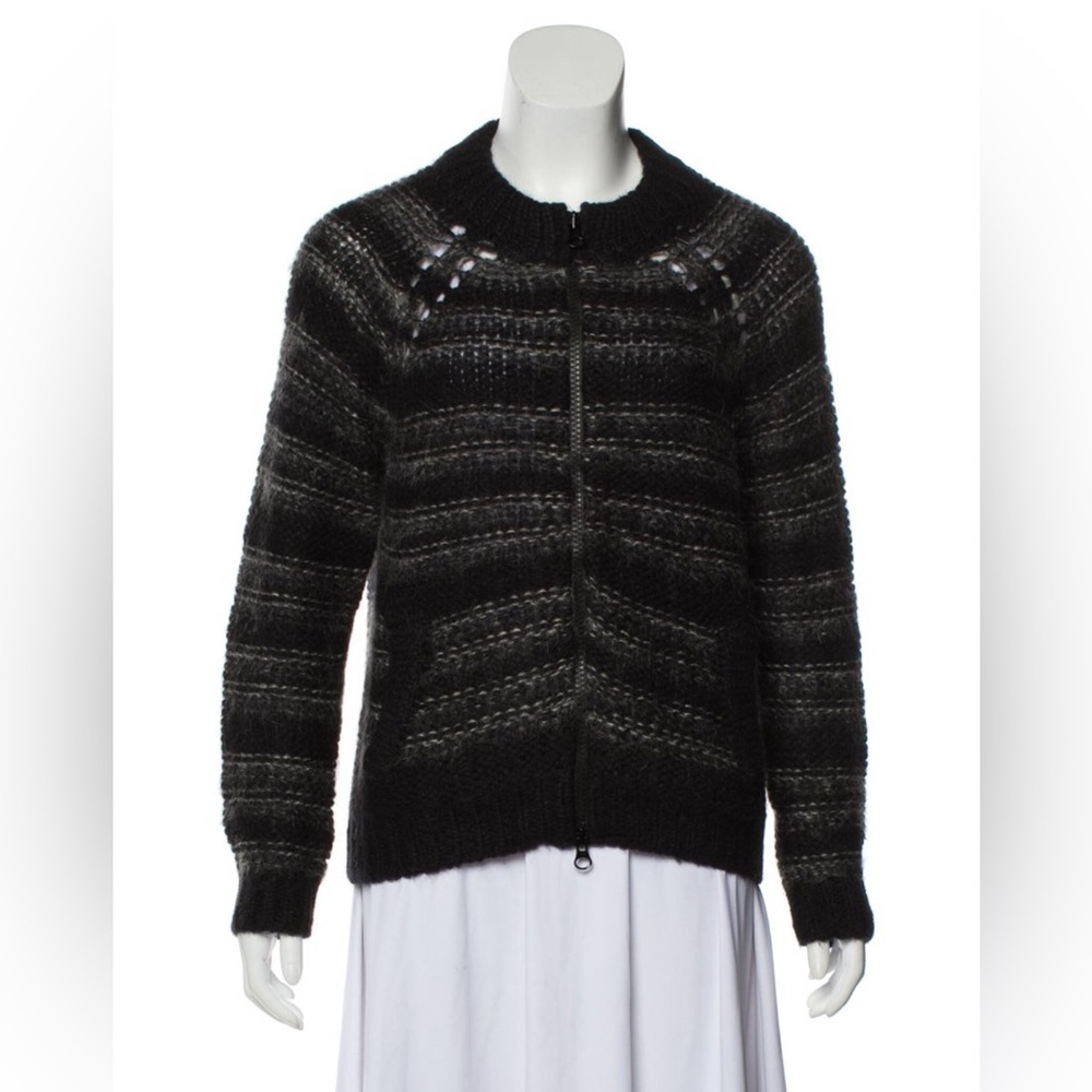 Isabel Marant Black and Gray Striped Cardigan